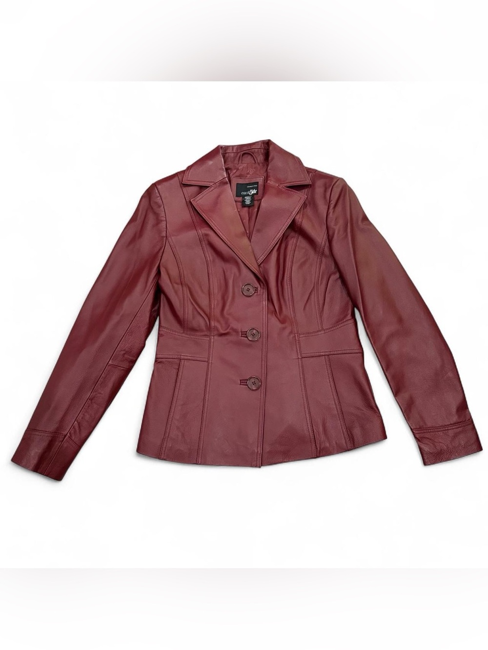VTG East 5th Oxblood Red Genuine Leather Button Up Coat Blazer Jacket